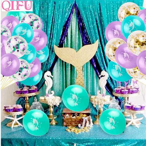 Qifu Little Mermaid Party Supplies Theme Mermaid Decor Mermaid Banner
