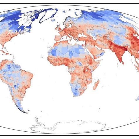 World Population Density Map For The Year 2015 Based On Data By Ciesin