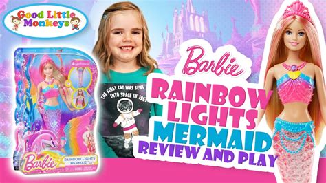 barbie rainbow lights mermaid review and play youtube