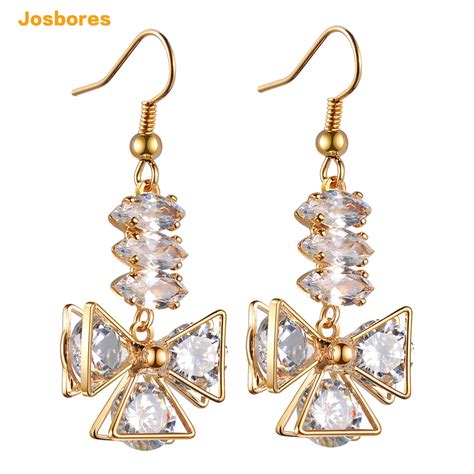 New Cz Crystal Zircon Dangling Earring For Women Gold Color Maxi Shining Crystal Long Drop