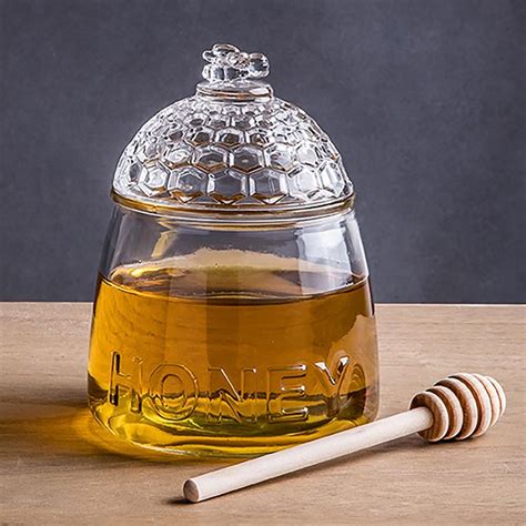Home Essentials Eat Glass Honey Jar With Dipper Honey Jar Jar Clear Glass Jars
