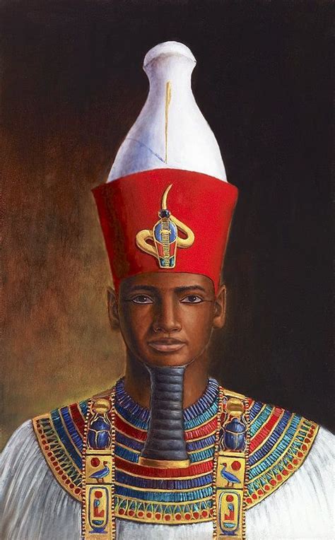Elegant Representation Of A Pharaoh In Traditional Egyptian Crowns