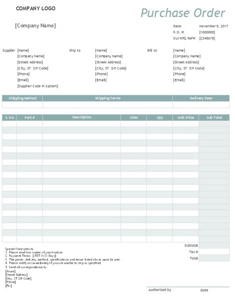 Business Related Templates Overview By Excel Made Easy Purchase Order