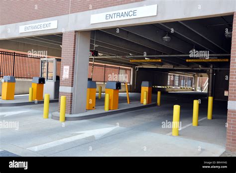 Parking Deck Entrance And Exit With Booth Stock Photo Alamy