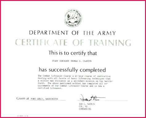 Awesome Army Certificate Of Completion Template Sparklingstemware