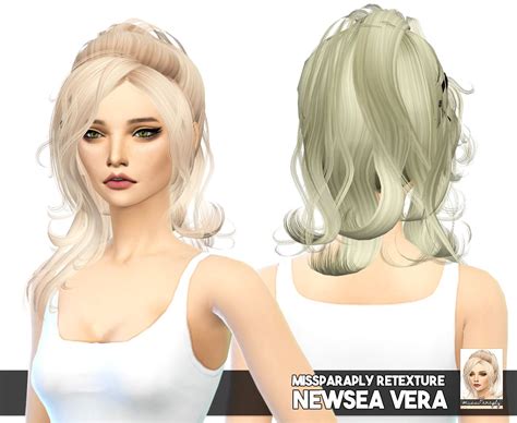 Sims 4 Hairs Miss Paraply Newsea`s Vera Solid Hair Retextured Sims