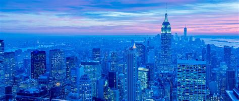 The View Of New York Manhattan During Sunset Hours Stock Image Image