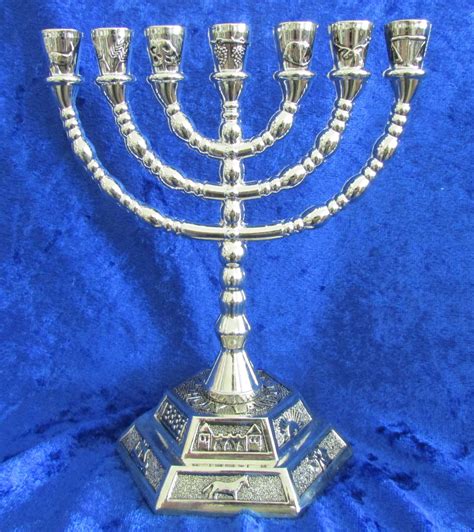 12 Tribes Of Israel Jerusalem Temple Menorah Silver 625 Inches