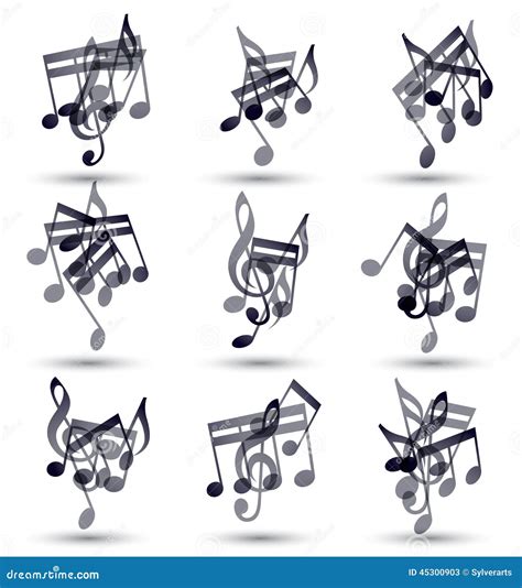 Black Musical Notes And Symbols Isolated On White Stock Vector