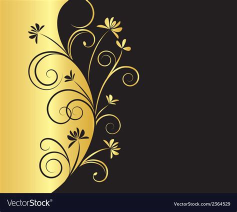 Floral Background In Black And Gold Colors Vector Image