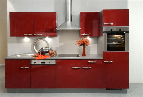 Red Kitchen Cabinets On Modern Design Homedecorite