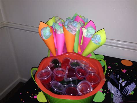 Awesome Cotton Candy Stand And Black Light Glowing Monster Jell O Shots