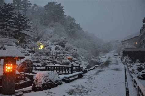 Takayu Onsen Fukushima City Fukushima Japan In Snow Snow Night