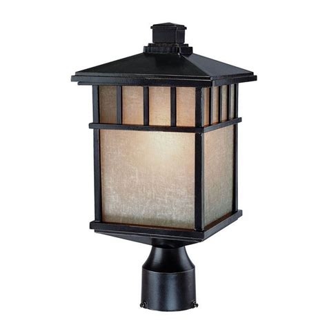 John timberland industrial outdoor post light fixture urban barn farmhouse oil rubbed bronze 15 3/4 for exterior garden yard patio pathway. 16-1/2-Inch Outdoor Post Light with LED Bulb | 9116-68/10W LED | Destination Lighting