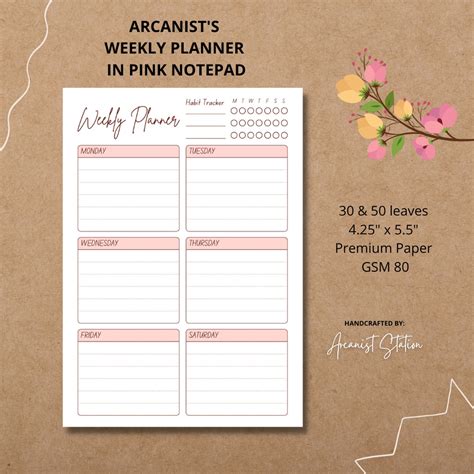 Minimalist Weekly Notepad Planner Basic Pink Shopee Philippines