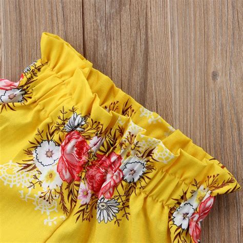 Buy 2pcs Cute Toddler Kids Girls Royal Floral Strap Tops Shorts Outfits