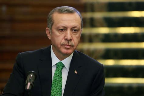 Turkish Prime Minister Recep Tayyip Erdogan At A News Briefing In A