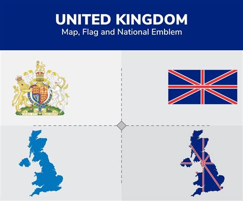 United Kingdom Map Flag And National Emblem Illustration 145899