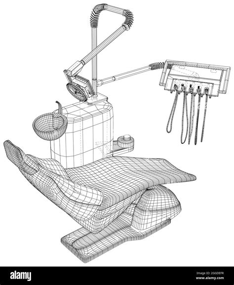 Close Up Medecine Equipment Outline Drawing Dental Chair Vector