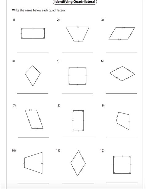 14 students verified as accurate: Classifying Quadrilaterals Worksheets
