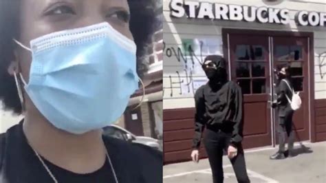 White Woman Tagging La Starbucks With Blm Confronted By Black Women They Going To Blame That