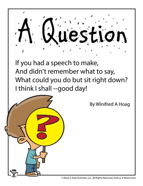 A Question Poem For Kids Woo Jr Kids Activities Childrens Publishing