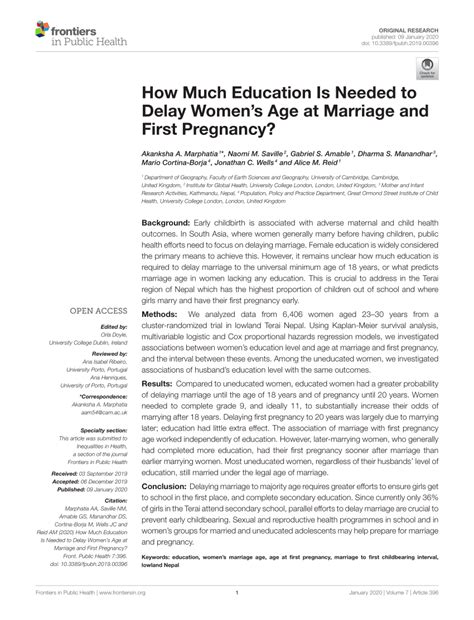 pdf how much education is needed to delay women s age at marriage and first pregnancy