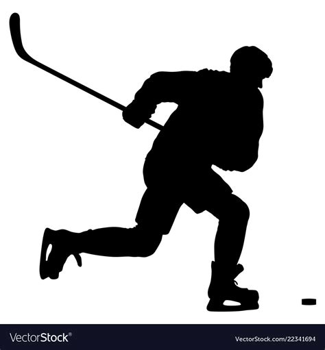 Silhouette Of Hockey Player Isolated On White Vector Image