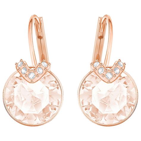 Bella V Swarovski Earrings 5299318 Pink Crystals Rose Gold Plating