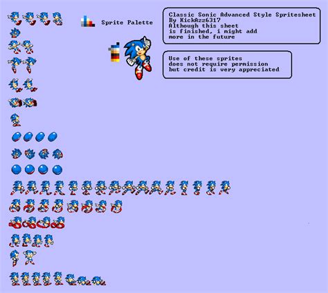 Classic Sonic In Advanced Style Sheet Version 13 By Kickazzgaming On
