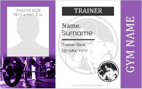 Gym Id Card Sample Master Of Template Document