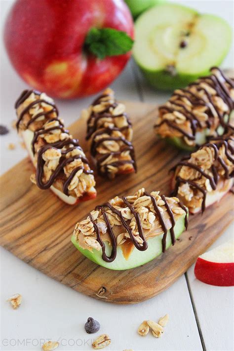 Chocolate Peanut Butter Granola Apple Bites The Comfort Of Cooking