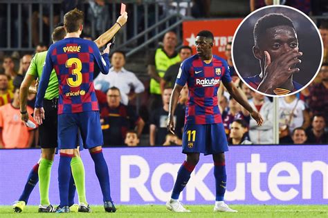 barcelona winger ousmane dembele could miss el clasico after being shown straight red card for