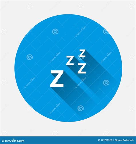 Vector Sleep And Snoring Icon On Blue Background Flat Image With Long