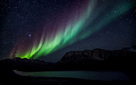 Download Wallpaper 3840x2400 Northern Lights Starry Sky Mountains