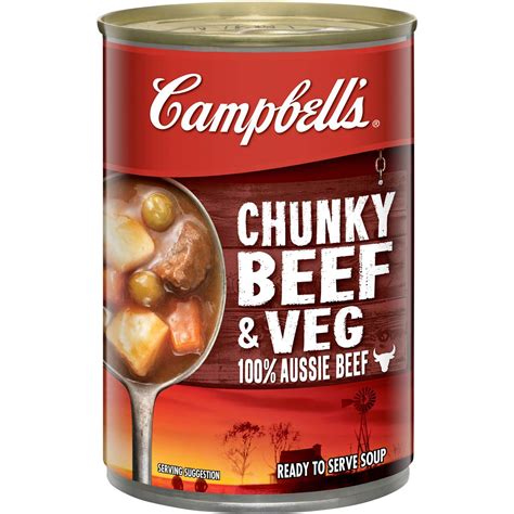 Campbells Chunky Beef And Veg Soup 405g Woolworths