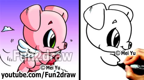 Drawing Tutorials For Beginners How To Draw A Pig With Wings Learn
