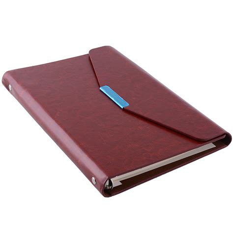 Red Executive A5 Pocket Conference Folder Organiser Leather Cover