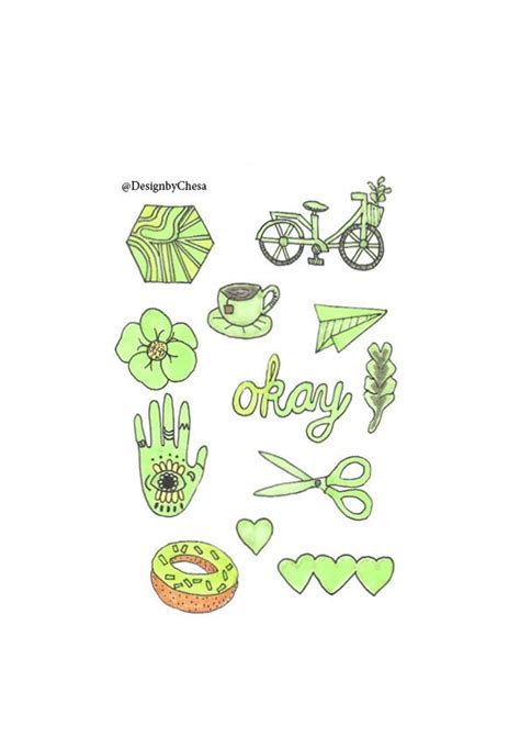 Mini Green Aesthetic Sticker Pack Etsy