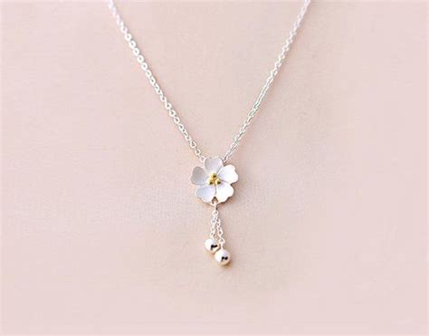 Sakura Cherry Blossom Flower Sterling Silver Necklace Jewelry N141