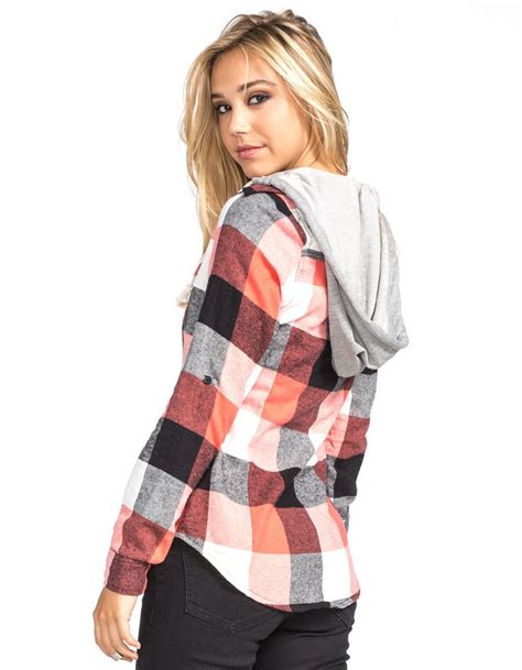 Online Hooded Flannel Shirt Womens