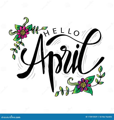 Hello April Greeting Card Stock Vector Illustration Of Flower 175815029