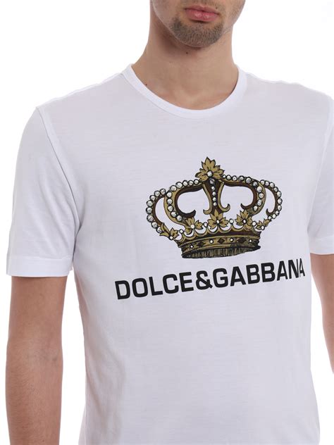 T Shirts Dolce And Gabbana Logomania Crown Print White T Shirt