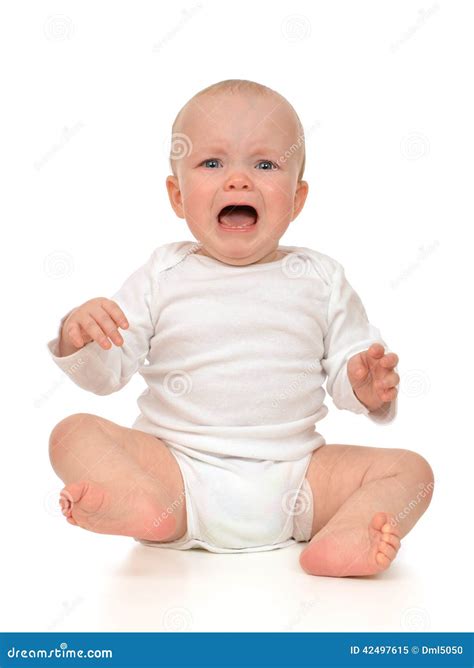 Small Infant Child Baby Girl Toddler Sad Crying Stock Image Image Of