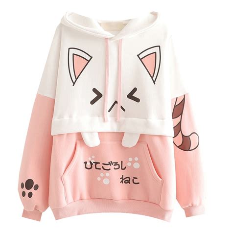 Harajuku Kawaii Cat Women Hoodies My Heart Teddy