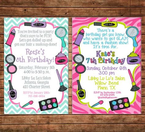 Girl Invitation Makeover Makeup Fashion Show Dress Up Birthday Etsy Birthday Party