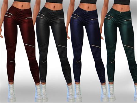 Sims 4 — Female Zipper Leather Pants By Saliwa — Female Zipper Leather