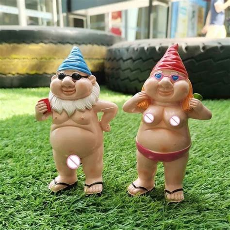 Garden Gnomes Couple Nude Statuary Naughty Naked Funny Gift Statue