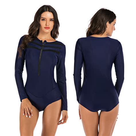 Diving One Piece Swimsuit Print Long Sleeve Women Swimwear Bathing Suit