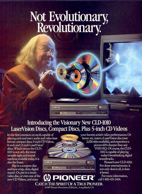 Pioneer Laserdisc Player 1987 Vintage Ad Ben Franklin Cld 1010